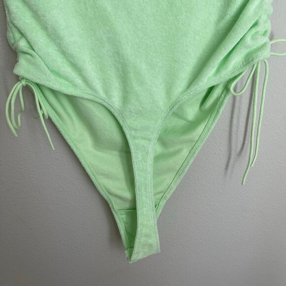 NWT Savage X Fenty Green 70s Ruched Terry Thong Teddy Bodysuit - Picture 11 of 14